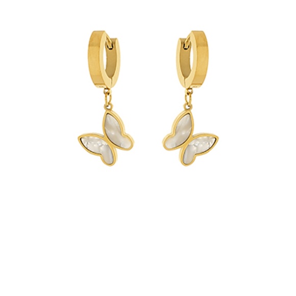 Butterfly Dangling Stainless Steel Hoops